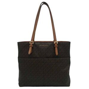 Michael Kors Brown Signature Top Zip Bedford Pocket Tote